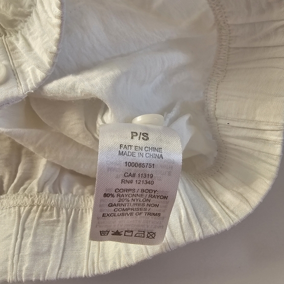 Dynamite S Tie-Back White Button-Up Cropped Blouse - Picture 5 of 5